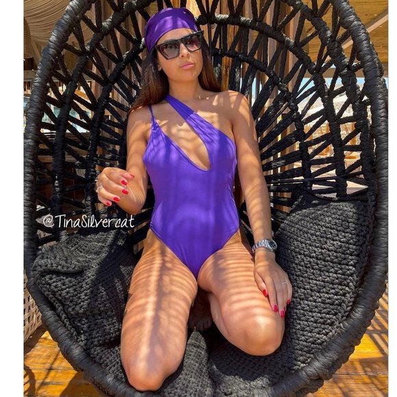 BLOGGER'S FAVE! Zara Purple Swimsuit NWT - Picture 3 of 15
